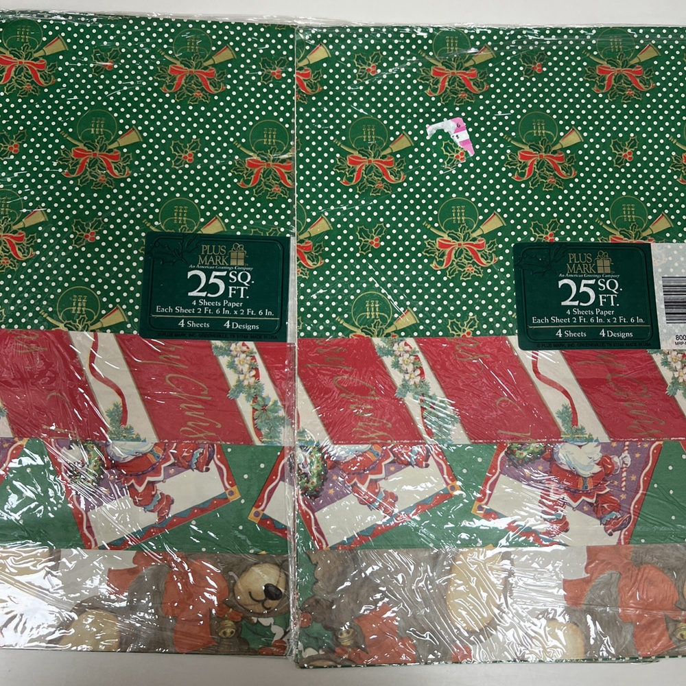 Vintage American Greetings Christmas Gift Wrap 4 Sheets